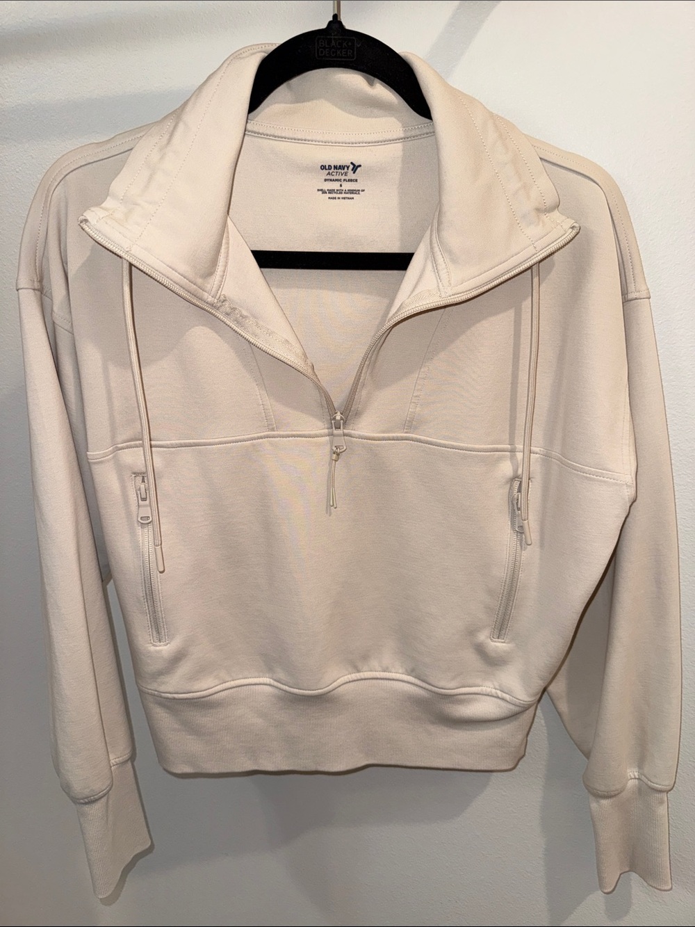 Old Navy Cream Half-Zip Pullover with Zip Pockets